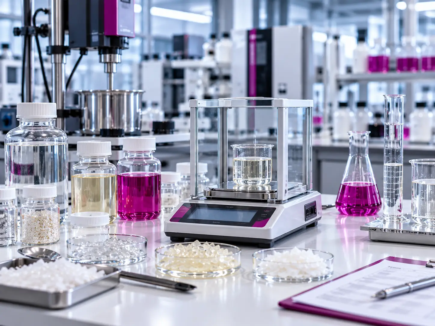 Resin formulation on a laboratory bench